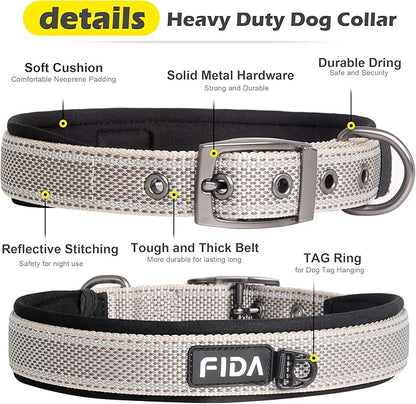 Fida Heavy Duty Dog Collar, Ultra Comfortable Soft Neoprene Padded, Adjustable - Image 3