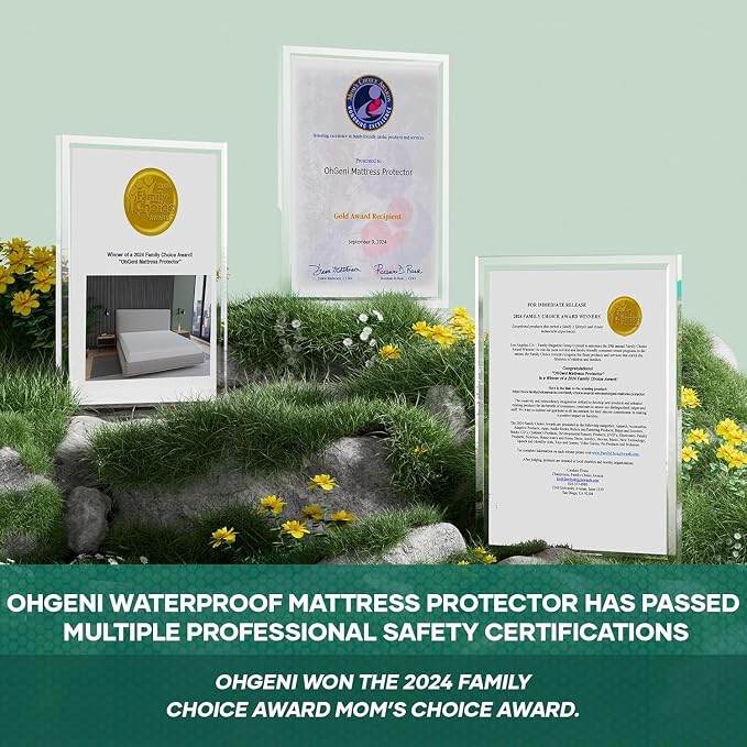 OhGeni 100% Waterproof Mattress Protector, Twin-Gray Size Mattress Pad - Image 8