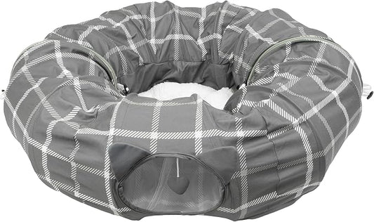 Kitty City Large Cat Tunnel Bed, 2-in-1 Zip-Together Cat Play Tunnel & Plush by KittyCity