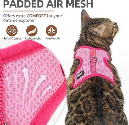 PUPTECK Cat Harness and Leash Set Escape Proof, Reflective Adjustable Soft Mesh - Image 2