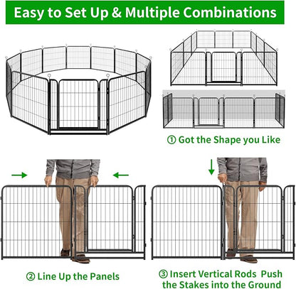 Dog Playpen Outdoor Extra Wide 12 Piece Panels Heavy Duty Dog Fence 32" Height - Image 7
