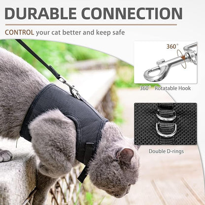 PUPTECK Soft Mesh Cat Vest Harness and Leash Set Puppy Padded Pet Harnesses - Image 4