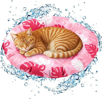 Pet Cooling Mat for Cats and Small Dogs, 20.1'' x 20.1'' Thickened Round Pink by Drydiet