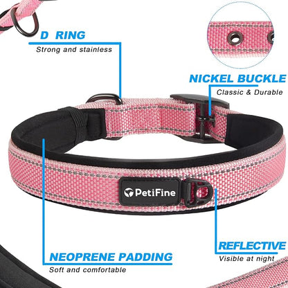 PetiFine Dog Collar for Large Dogs, Neoprene Padded and Adjustable, Reflective - Image 3