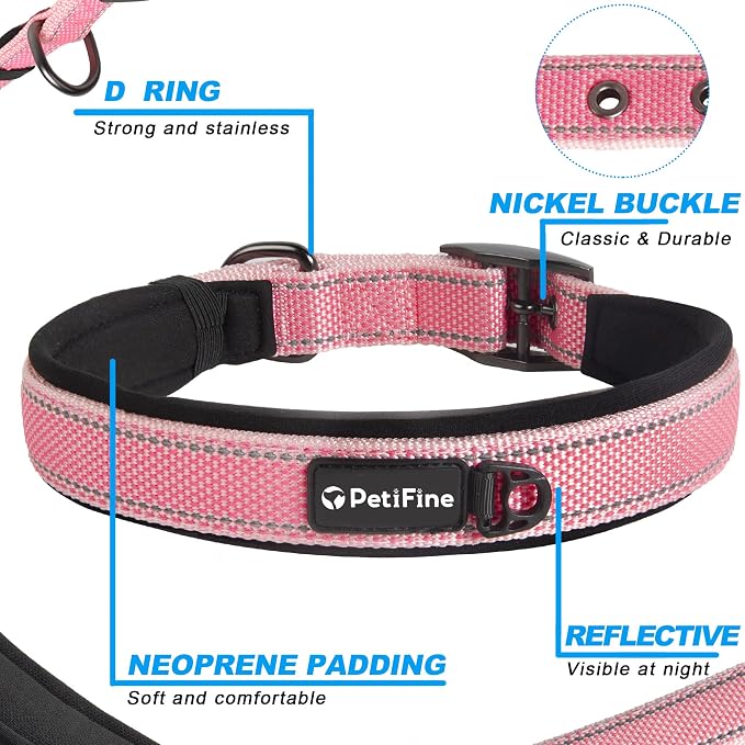 PetiFine Neoprene Padded Dog Collar, Heavy Duty Comfort Dog Collar - Image 3