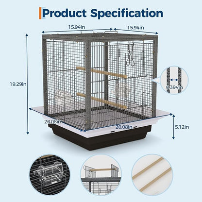 Garvee Small Bird Cage with Playground Stand, 20 Inch High Travel Bird Cage - Image 2