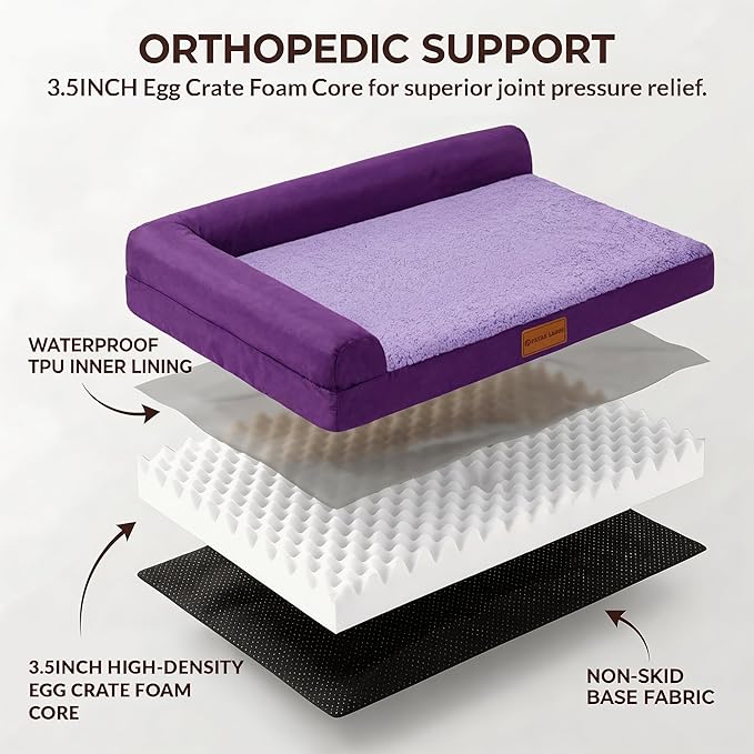 Patas Lague Orthopedic XL Dog Bed Large Sized Dog 42''X28'', Waterproof L - Image 4