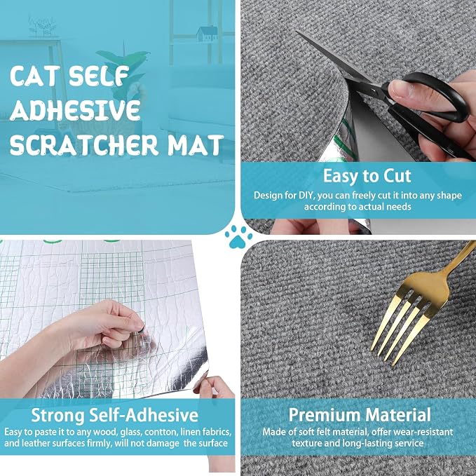 Climbing Cat Scratcher Mat Trimmable Cat Scratching Post Carpet 118’’x15.8’’ - Image 3