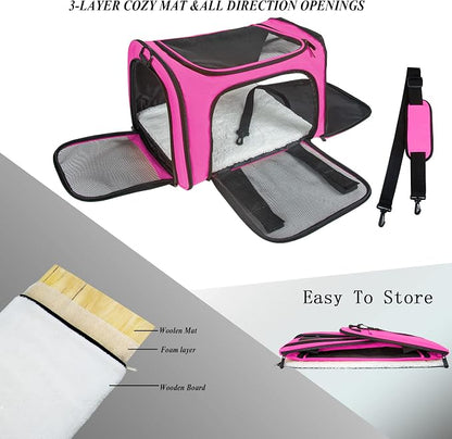Soft Sided Carrier for Small Medium Cats Dogs, Removable Pad Collapsible Travel - Image 2