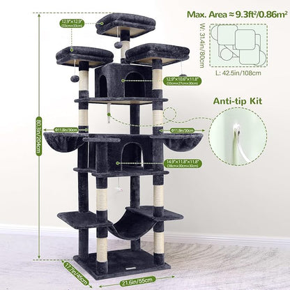 Globlazer Big Cat Tower for Indoor Cats, 80inch Cat Tower for Multiple Adult - Image 6