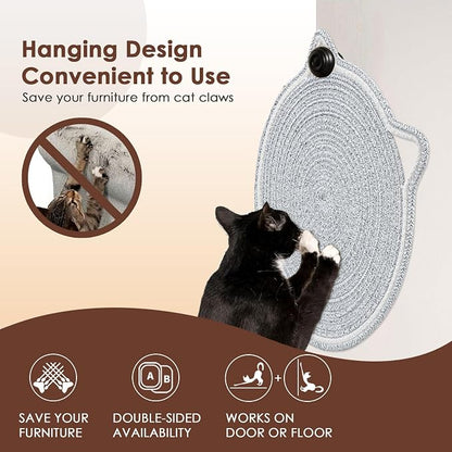 Cat Scratcher Mat, Natural Cotton Rope Cat Scratch Pad, 15.7'' Round Horizontal - Image 4