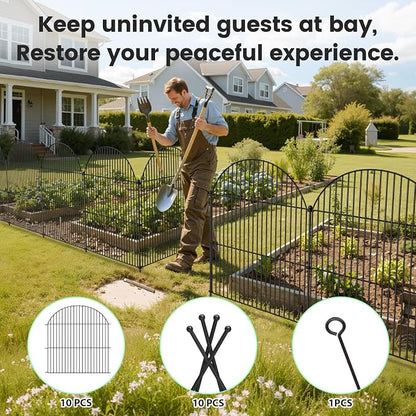 10Pcs No Dig Garden Fence, 40in/24ft Rustproof Metal Dog Fence Outdoor - Image 6