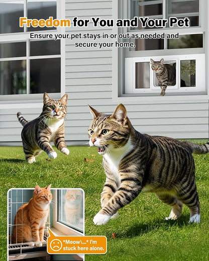 Cat Door for Window Weatherproof: Aluminum Frame Flap Pet Door Fit Window Insert - Image 6