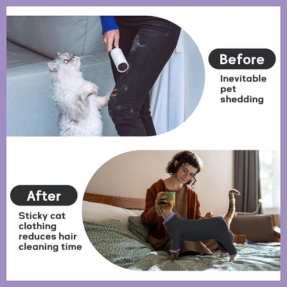 PUMYPOREITY Sticky Hair Cat Clothes, Prevent Hair Loss Cat Pajamas, Soft Cat - Image 3