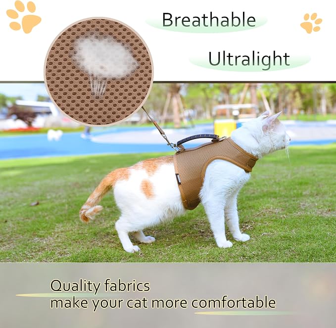 Cat Harness and Leash for Walking Escape Proof Breathable Mesh Fabric, Solid - Image 4