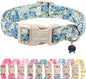 Blueberry Pattern Dog Collar, Cute Light Blue Spring Summer Puppy Collar by Babolepet