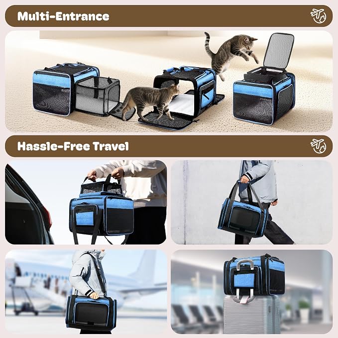 Top and 2 Sides Expandable Pet Carrier 17x11x9.5, TSA Airline Approved Small - Image 6