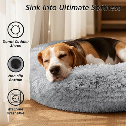 JOLLYVOGUE Calming Dog Bed Medium Size Dog, Anti-Anxiety Donut Medium Pet Bed - Image 2