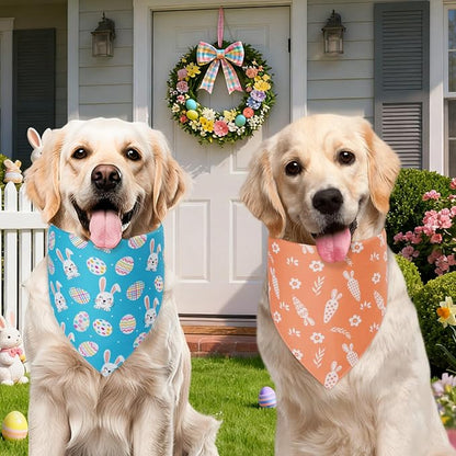Easter Dog Bandanas Large 2PCS, 4 Pattern Colorful Scarf - Image 4