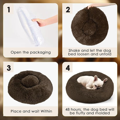 Dogs Bed for Small Dogs, Anti-Anxiety Washable Round Bed - Image 6
