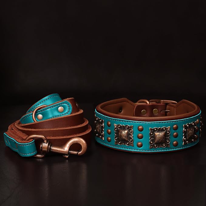 PET ARTIST Soft Padded Leather Dog Collar, 2 inch Wide Genuine Leather Dog - Image 3