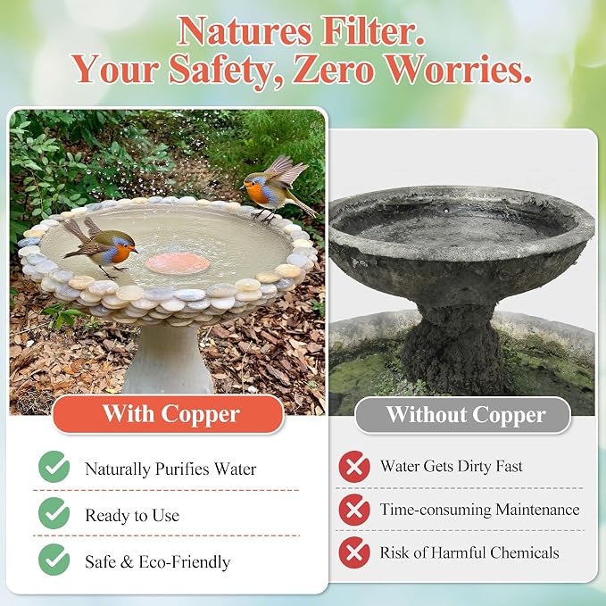 2pcs Bird Bath Copper Disk, Premium 99.99% Pure Copper, Less Cleaning Frequency - Image 7