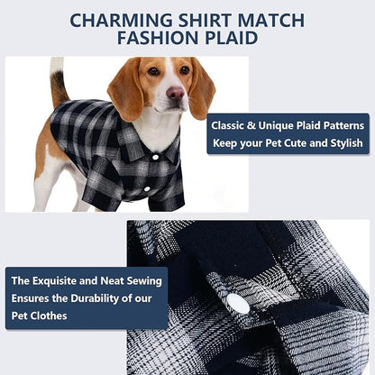 Koneseve Dog Shirt Pet Plaid Clothes T-Shirt Sweater Breathable - Image 4
