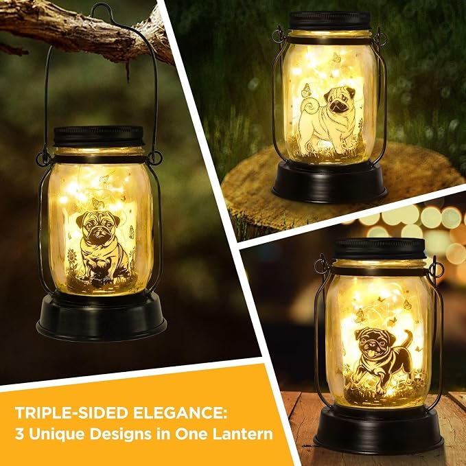 kyoryuger Pug Dog Gifts for Women/Men Pug Dog Solar Lanterns Mom Birthday Gift - Image 3