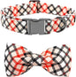 Dog Collar, Bow Dog Collar Beige Plaid Pet Collar Cute Pet Bow Soft Girl or Boy by BoboRainbow