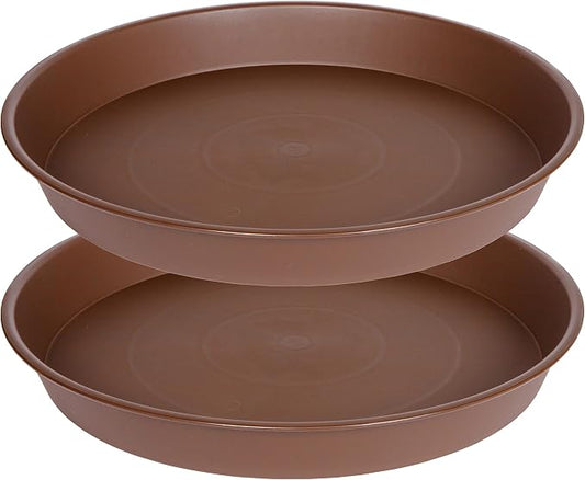 2 Pack of 8 inch Plant Saucer Clear, Heavy Duty Plastic Plant Water Tray 8 inch by Bleuhome
