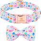 Lionheart glory Dog Bow Collar Sea Animals Print Pink Dog Collar by LionheartGlory