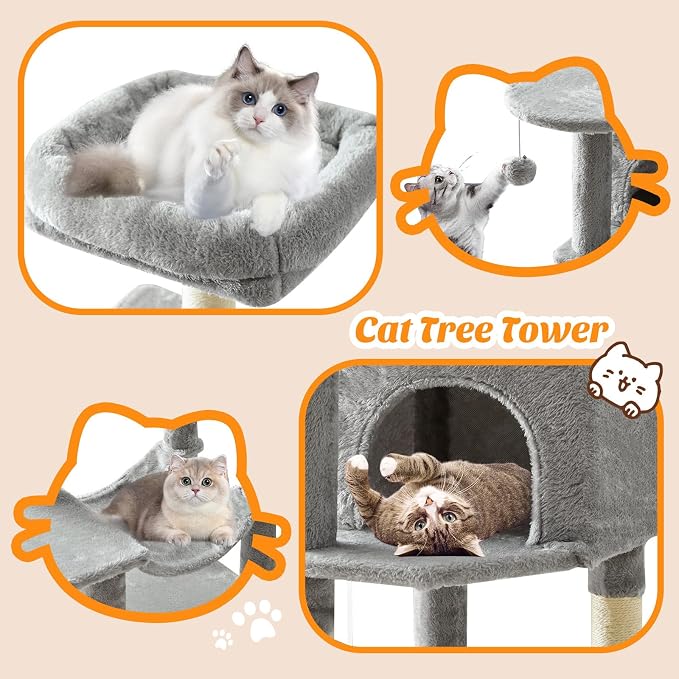 Cat Tree Tower 44 Inch, Small Cat Tower - Image 6