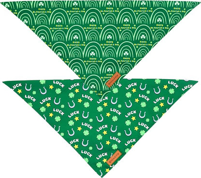 Realeaf St. Patrick's Day Dog Bandanas 2 Pack, Reversible Green Dog Scarf - Image 3