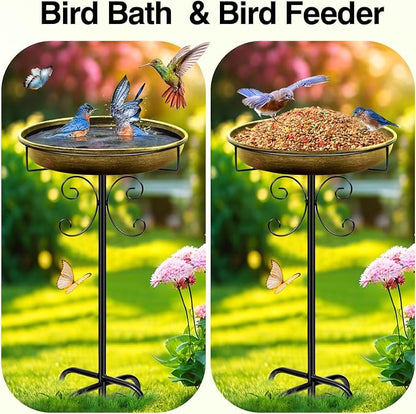 Daoeny 35In Metal Bird Bath for Outside, Vintage Bird Bath Bowl, Detachable - Image 4