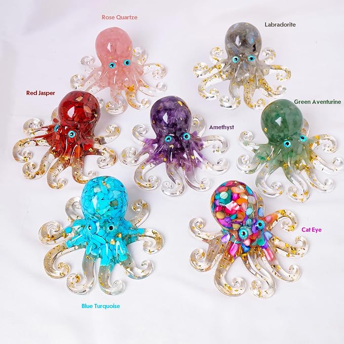 Octopus Decor Aquarium Turquoise Decorative Resin Glass - Image 3
