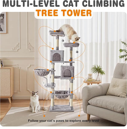 Sweetcrispy 71 inch Cat Tree Tower, Large Multi Level Cat Climbing Tower - Image 4