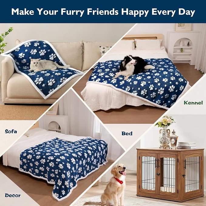 Waterproof Blanket for Dog Cat or Adult, Cute 3D Textured Paw Dog Blanket for - Image 4