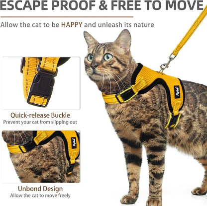PUPTECK Cat Harness and Leash Set Escape Proof, Reflective Adjustable Soft Mesh - Image 3