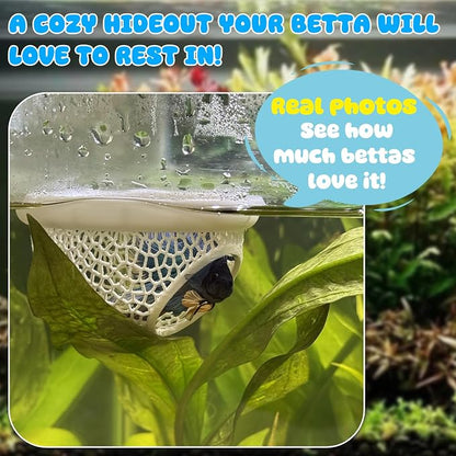 Pink Floating Betta Hide & Shrimp Cave – 3D Printed Aquarium Hammock, Feeding - Image 4