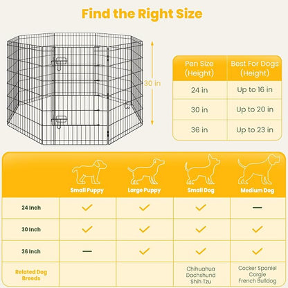 Yaheetech 34" High 8 Panel Foldable Metal Dog Exercise Pen Pet Playpen Dog - Image 6