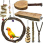 kathson 8PCS Wood Bird Perch Natural Parakeet Perches Bird Swing Chew Toys by kathson