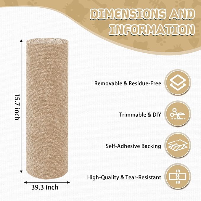 Climbing Cat Scratcher Mat Trimmable Cat Scratching Post Carpet 39.3’’x15.8’’ - Image 2