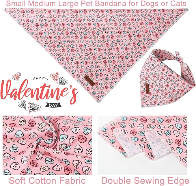 Valentine Dog Bandana, Cotton Pet Kerchief - Image 4