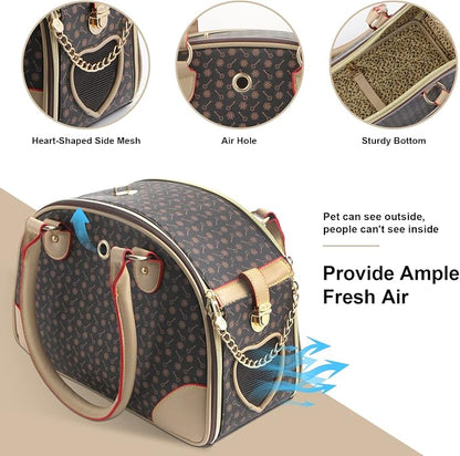Fashion Dog Carrier PU Leather Dog Handbag Dog Purse Cat Tote Bag Pet Cat Dog - Image 5