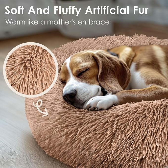 28in Large Dog Bed, Medium Size Dog and Cats, Calming Donut Bed - Image 5