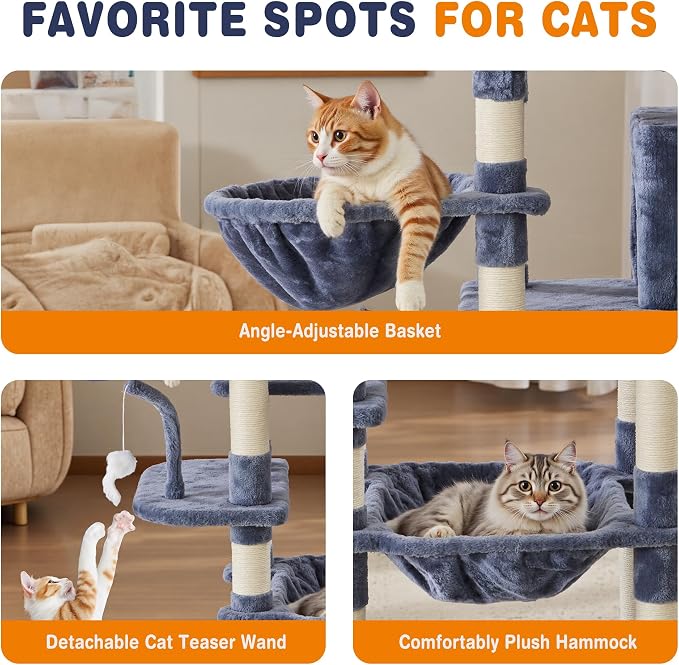 Sweetcrispy 71 inch Cat Tree Tower, Large Multi Level Cat Climbing Tower - Image 5
