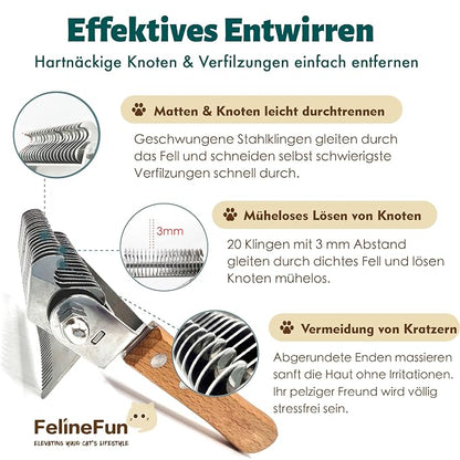 FelineFun Cat Brush for Dematting & Deshedding, 2 in 1 Undercoat Rake, - Image 4