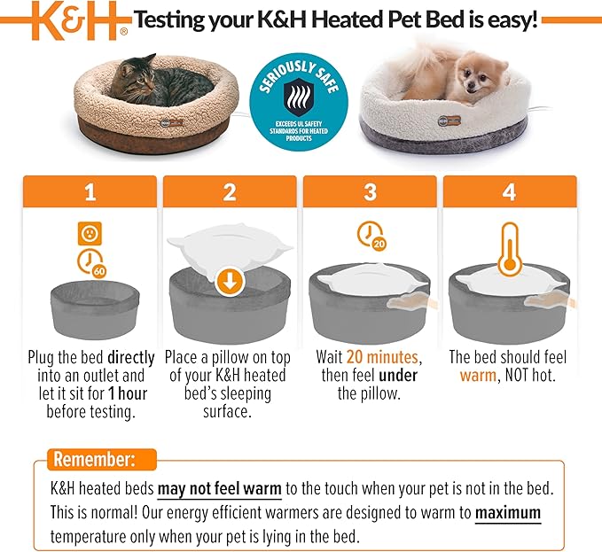 K&H Pet Products Heated Cat Bed Indoor, Thermo-Snuggle Cup Bomber Soft Heated - Image 7