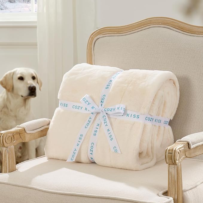 Luxury Faux Fur Throw Blanket Twin, Ultra Soft Waterproof Pet Blanket, Cozy - Image 5