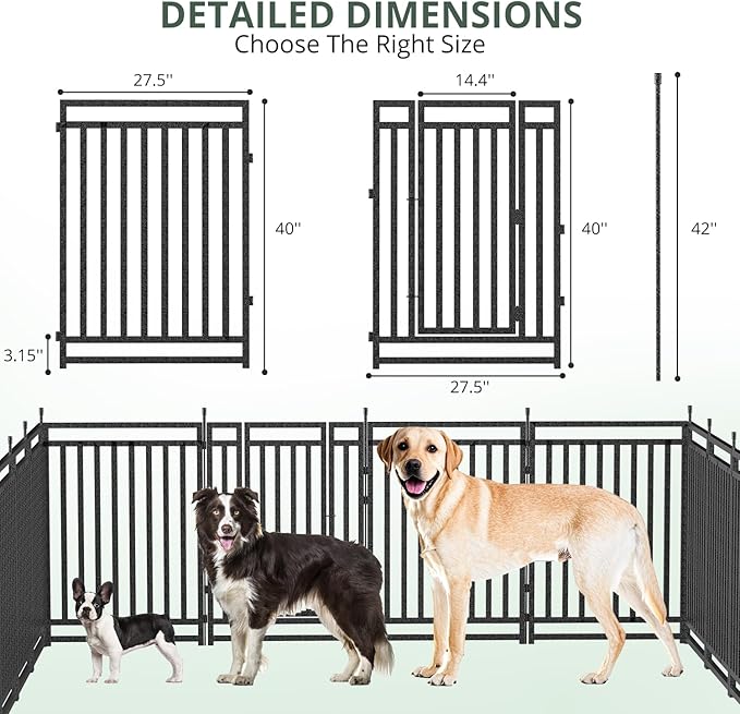 Dog Fence Outdoor for Yard Indoor Dog Playpen 40" Height 40 Panels Portable Dog - Image 3